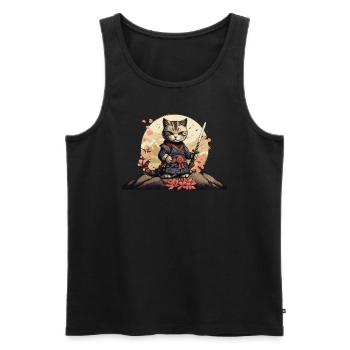 Chat samouraï japonais Japon Esthétique Amoureux des chats - Débardeur bio Premium Homme - noir - Devant - Michal (187cm)