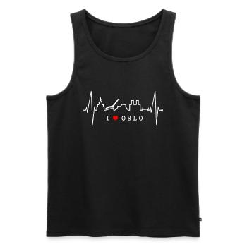 Oslo Skyline Herzschlag Norwegen Liebe I Love Oslo - Männer Premium Bio Tank Top - Schwarz - Vorne - AI Model Male 178 light (178cm)