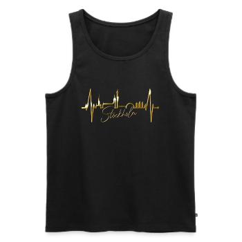 Stockholm Skyline Heartbeat Heart I Love Suède - Débardeur bio Premium Homme - noir - Devant - Michal (187cm)