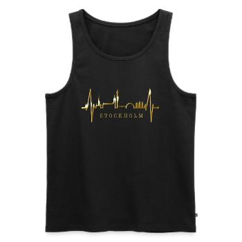 Stockholm Skyline Heartbeat Heart I Love Suède - Débardeur bio Premium Homme - noir - Devant - Michal (187cm)