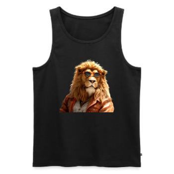 Lion with Sunglasses Dad Lions Love Wild Lion - Men's Premium Organic Tank Top - black - Front - Michal (187cm)
