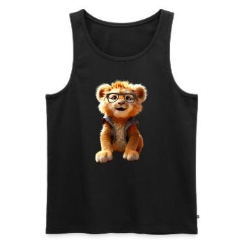 Lion avec des lunettes de soleil Les Lions sauvages aiment le Lion mignon - Débardeur bio Premium Homme - noir - Devant - AI Model Male 178 light (178cm)