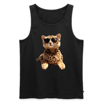 Lunettes de soleil guépard Chats guépard Mignon guépard - Débardeur bio Premium Homme - noir - Devant - AI Model Male 178 light (178cm)