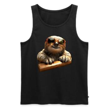 Sloth, Morning Grouch, Loafer, Cute Sloths - Men's Premium Organic Tank Top - black - Front - Michal (187cm)