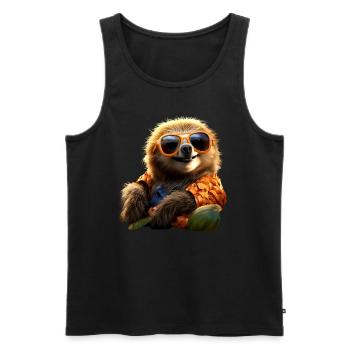 Sloth, Morning Grouch, Loafer, Cute Sloths - Men's Premium Organic Tank Top - black - Front - Michal (187cm)