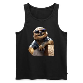Sloth, Morning Grouch, Loafer, Cute Sloths - Men's Premium Organic Tank Top - black - Front - Michal (187cm)
