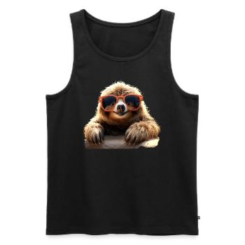 Sloth, Morning Grouch, Loafer, Cute Sloths - Men's Premium Organic Tank Top - black - Front - Michal (187cm)