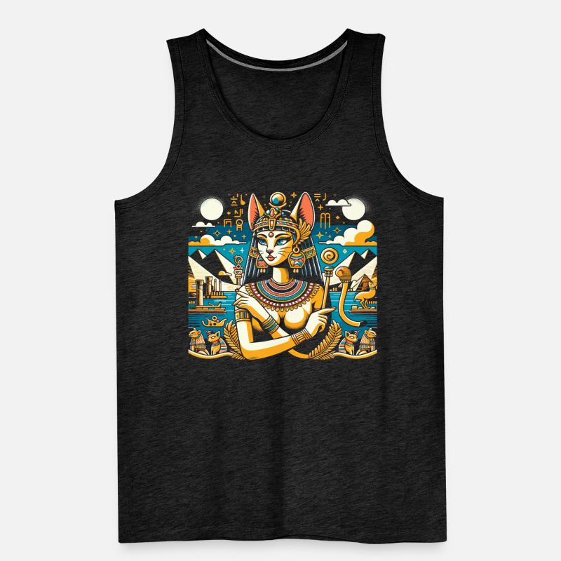Bastet Déesse égyptienne Égypte Pyramide Égypte Débardeur bio Premium Homme