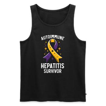Sensibilisation aux hépatites auto-immunes Journée mondiale contre l’hépatite - Débardeur bio Premium Homme - noir - Devant - Michal (187cm)