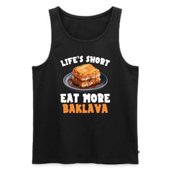 Baklava Pâtisserie Dessert Gourmand Moyen-Orient - Débardeur bio Premium Homme - noir - Devant - Michal (187cm)