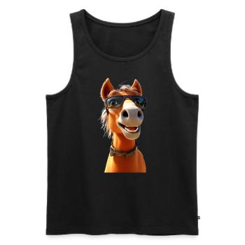 Cheval, Fille De Cheval, Cavalier, Poney, Écurie, Chevaux - Débardeur bio Premium Homme - noir - Devant - Michal (187cm)