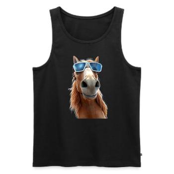 Cheval, Fille De Cheval, Cavalier, Poney, Écurie, Chevaux - Débardeur bio Premium Homme - noir - Devant - Michal (187cm)