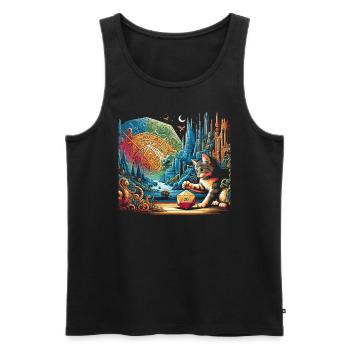 Jeu de rôle RPG Maître du jeu vidéo Gamer - Débardeur bio Premium Homme - noir - Devant - AI Model Male 178 light (178cm)