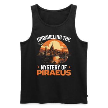 Piraeus Greece Travel Vacation Europe Greek Flag - Men's Premium Organic Tank Top - black - Front - AI Model Male 178 light (178cm)