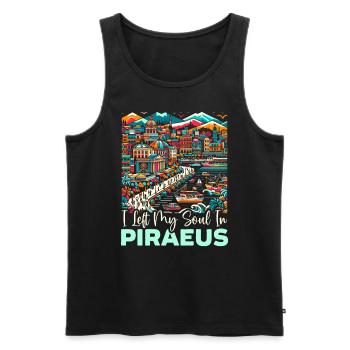 Piraeus Greece Travel Vacation Europe Greek Flag - Men's Premium Organic Tank Top - black - Front - AI Model Male 178 light (178cm)