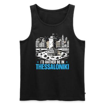 Thessalonique Grèce Voyage Vacances Europe Grec - Débardeur bio Premium Homme - noir - Devant - Michal (187cm)