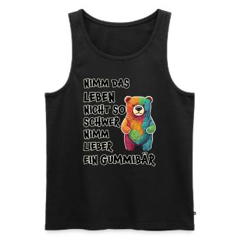 Nimm das Leben nicht so schwer, Gummibär - Männer Premium Bio Tank Top - Schwarz - Vorne - AI Model Male 178 light (178cm)