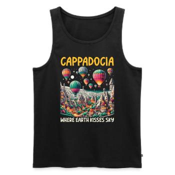 Cappadoce Turquie Voyage Vacances J’aime Istanbul - Débardeur bio Premium Homme - noir - Devant - Michal (187cm)
