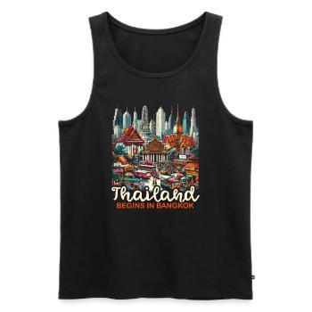 Bangkok Thaïlande Voyage Vacances Langue thaïlandaise - Débardeur bio Premium Homme - noir - Devant - Michal (187cm)