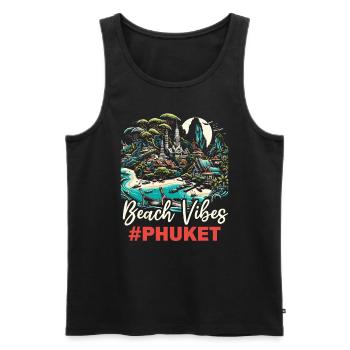 Phuket Thailand Travel Vacation Thai I Love Phuket - Men's Premium Organic Tank Top - black - Front - Michal (187cm)