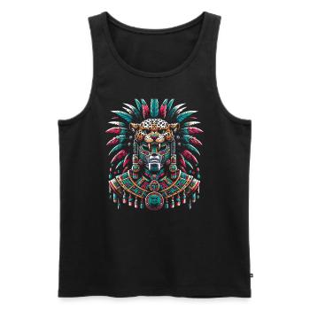 Aztec Jaguar Warrior Aztec Culture Indigenous - Men's Premium Organic Tank Top - black - Front - AI Model Male 178 light (178cm)