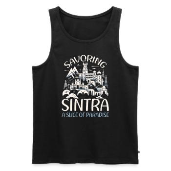 Sintra Portugal Voyage Vacances Pays Portugais - Débardeur bio Premium Homme - noir - Devant - Michal (187cm)