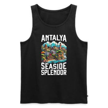 Antalya Turquie Voyage Vacances J’aime la Turquie - Débardeur bio Premium Homme - noir - Devant - AI Model Male 178 light (178cm)