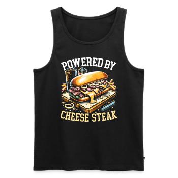 Steak au fromage Amateur de nourriture American Sandwhich Foodie - Débardeur bio Premium Homme - noir - Devant - Michal (187cm)