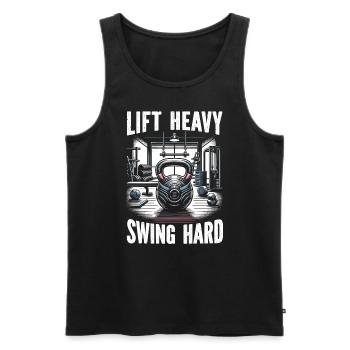 Kettlebell Workout Fitness Journey Bodybuilder - Men's Premium Organic Tank Top - black - Front - Michal (187cm)