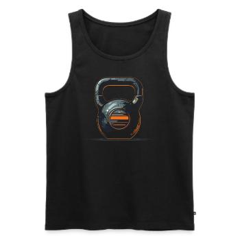 Kettlebell Workout Fitness Journey Bodybuilder - Men's Premium Organic Tank Top - black - Front - Michal (187cm)
