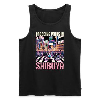 Shibuya Crossing Japon Voyage Vacances Japonais - Débardeur bio Premium Homme - noir - Devant - Michal (187cm)