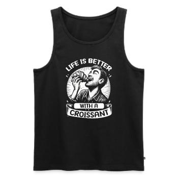 Croissant France Food Foodie French Breakfast - Men's Premium Organic Tank Top - black - Front - Michal (187cm)