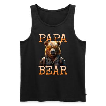 Papa Bear Bären Daddy Dad Vatertag Grizzly Bär - Männer Premium Bio Tank Top - Schwarz - Vorne - AI Model Male 178 light (178cm)
