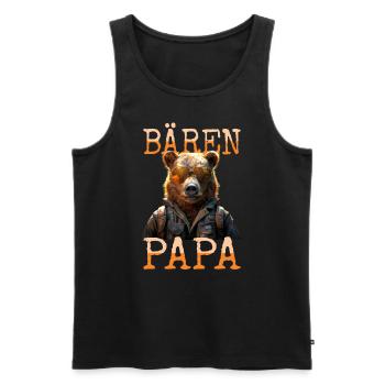 Bären Papa Daddy Bär Dad Vatertag Vater Grizzly - Männer Premium Bio Tank Top - Schwarz - Vorne - AI Model Male 178 light (178cm)