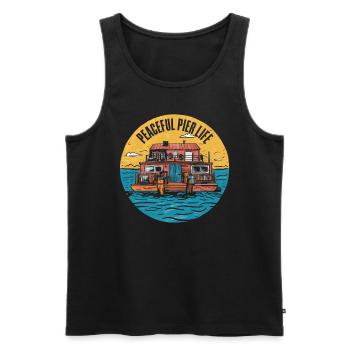 Hausbootbesitzer Seeanker Hausboot Bootfahren - Männer Premium Bio Tank Top - Schwarz - Vorne - Michal (187cm)