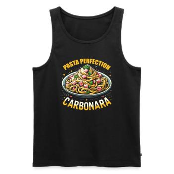 Nouilles carbonara Pâtes Nouilles Cuisine italienne - Débardeur bio Premium Homme - noir - Devant - Michal (187cm)