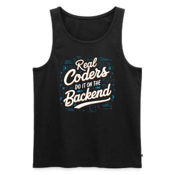 Programmeur logiciel de programmation backend - Débardeur bio Premium Homme - noir - Devant - AI Model Male 178 light (178cm)