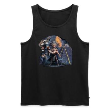 Aztec Warrior Indigenous Mexican Aztec Jaguar - Men's Premium Organic Tank Top - black - Front - AI Model Male 178 light (178cm)