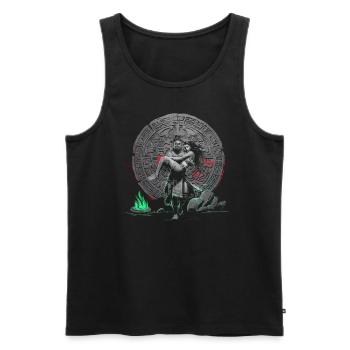 Aztec Warrior Indigenous Mexican Aztec Jaguar - Men's Premium Organic Tank Top - black - Front - AI Model Male 178 light (178cm)