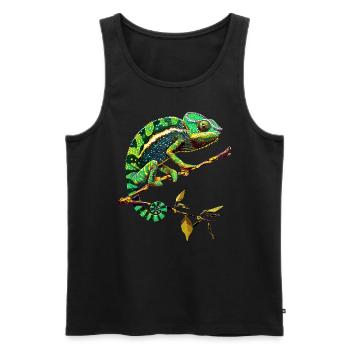 Chameleon, Lizard, Reptile, Iguana, Lizard, Chameleons - Men's Premium Organic Tank Top - black - Front - AI Model Male 178 light (178cm)
