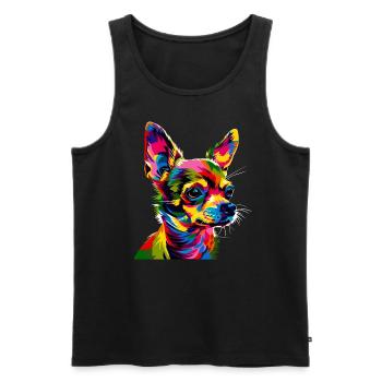 Chihuahua Couleurs Colorées Pop Art Chihuahuas mignons - Débardeur bio Premium Homme - noir - Devant - Michal (187cm)
