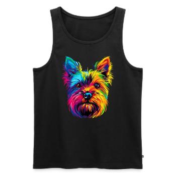 Yorkshire Terrier Couleurs vives Popart Chiens Yorkie - Débardeur bio Premium Homme - noir - Devant - Michal (187cm)