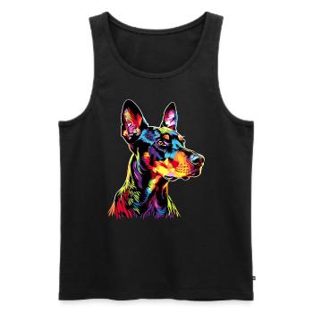 Doberman Dog Bright Colors Pop Art Dobermans - Men's Premium Organic Tank Top - black - Front - Michal (187cm)