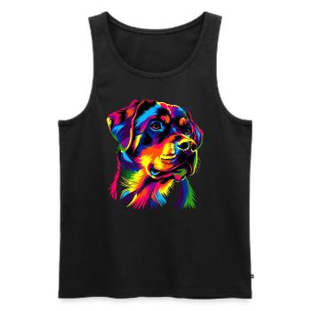 Rottweiler chien couleurs vives pop art fierté chiens - Débardeur bio Premium Homme - noir - Devant - AI Model Male 178 light (178cm)