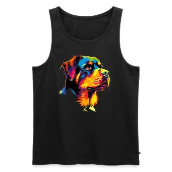 Rottweiler chien couleurs vives pop art fierté chiens - Débardeur bio Premium Homme - noir - Devant - AI Model Male 178 light (178cm)