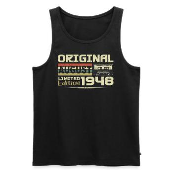August 1948 - Born August 1948 Built August 1948 - Men's Premium Organic Tank Top - black - Front - AI Model Male 178 light (178cm)
