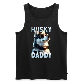 Husky Daddy Dad Vatertag Herrchen Papa Huskys - Männer Premium Bio Tank Top - Schwarz - Vorne - AI Model Male 178 light (178cm)