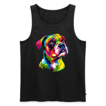 Deutscher Boxer Popart Regenbogen Bunter Boxer - Männer Premium Bio Tank Top - Schwarz - Vorne - AI Model Male 178 light (178cm)
