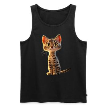 Savannah Cat Cat Mom Cute Serval Leopard Cats - Men's Premium Organic Tank Top - black - Front - AI Model Male 178 light (178cm)