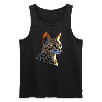 Savannah Katze Cat Mama Süße Serval Leopard Katzen - Männer Premium Bio Tank Top - Schwarz - Vorne - AI Model Male 178 light (178cm)